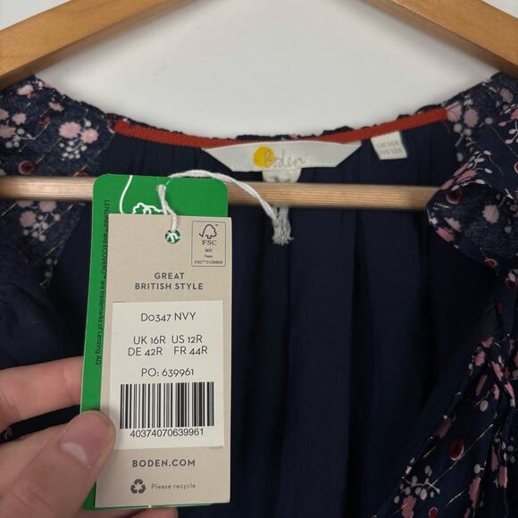 NWT Boden Metallic Frill Long Sleeve Dress 12 US - Picture 6 of 10